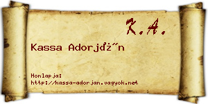 Kassa Adorján névjegykártya